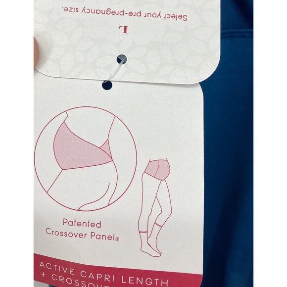Isabel Maternity Large Leggings Crossover Panel Capri Teal Stretch Women New B80 - Picture 6 of 9